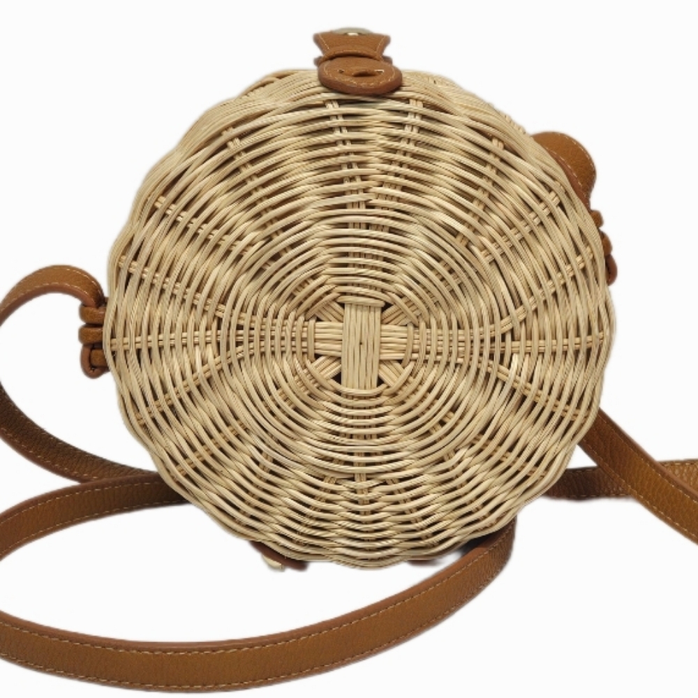 Boho Woven Wicker Canteen Crossbody Bag - Picture 17 of 17